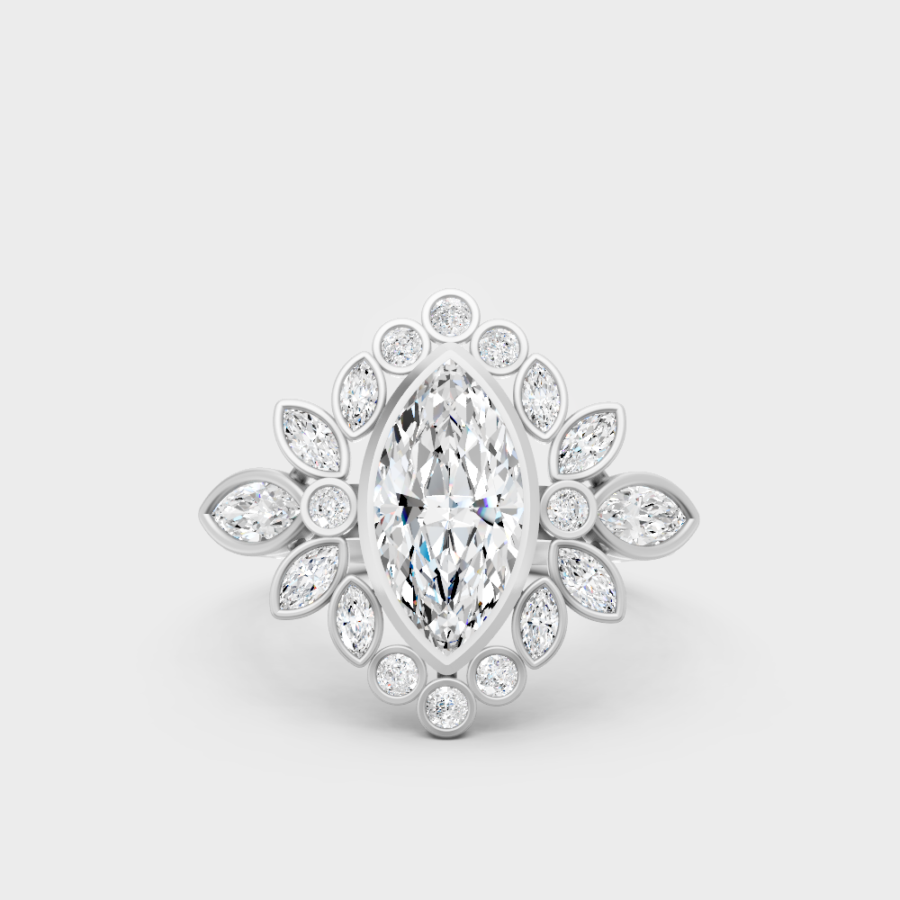 Premium 950 Platinum Marquise-Cut Lab-Grown Diamond Engagement Ring
